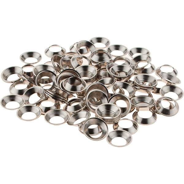 Value Collection - 3/32" Thick, Nickel-Plated Finish, Brass, Flush Type Finishing Washer - 0.488" OD - Top Tool & Supply