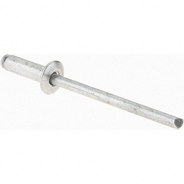 Value Collection - Size 44 Dome Head Aluminum Open End Blind Rivet - Aluminum Mandrel, 0.188" to 1/4" Grip, 1/4" Head Diam, 0.129" to 0.133" Hole Diam, 0.4" Length Under Head, 1/8" Body Diam - Top Tool & Supply