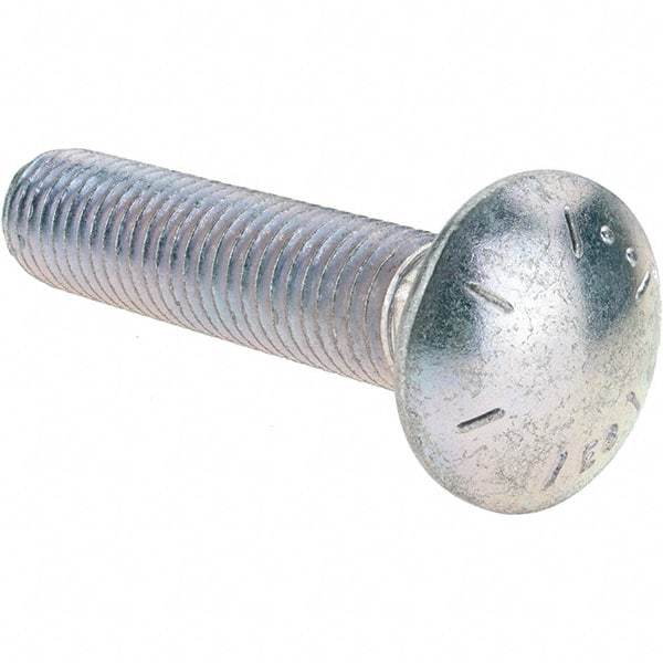 Value Collection - 5/8-11 UNC 3" Length Under Head, Standard Square Neck, Carriage Bolt - Grade 8 Alloy Steel, Zinc Trivalent Chromate Finish - Top Tool & Supply