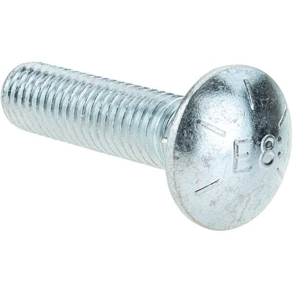 Value Collection - 1/2-13 UNC 2" Length Under Head, Standard Square Neck, Carriage Bolt - Grade 8 Alloy Steel, Zinc-Plated Clear Chromate Finish - Top Tool & Supply