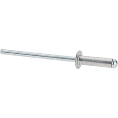 Value Collection - Size 45 Dome Head Aluminum Open End Blind Rivet - Steel Mandrel, 0.251" to 0.312" Grip, 1/4" Head Diam, 0.129" to 0.133" Hole Diam, 0.462" Length Under Head, 1/8" Body Diam - Top Tool & Supply