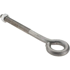 Value Collection - 1/2-13, Stainless Steel Wire Turned Open Eye Bolt - 4" Thread Length, 1" ID, 6" Shank Length - Top Tool & Supply