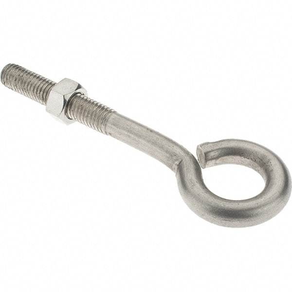 Value Collection - 1/2-13, Stainless Steel Wire Turned Open Eye Bolt - 2-1/2" Thread Length, 1" ID, 4" Shank Length - Top Tool & Supply