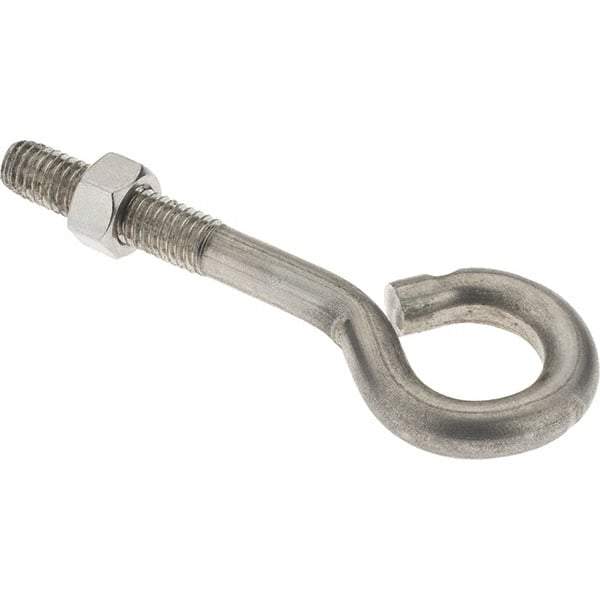 Value Collection - 3/8-16, Stainless Steel Wire Turned Open Eye Bolt - 1-1/2" Thread Length, 3/4" ID, 2-1/2" Shank Length - Top Tool & Supply