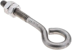 Value Collection - 1/4-20, Stainless Steel Wire Turned Open Eye Bolt - 1-1/4" Thread Length, 1/2" ID, 2" Shank Length - Top Tool & Supply