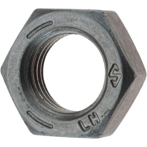 Value Collection - 3/8-24 UNF Steel Left Hand Hex Jam Nut - 9/16" Across Flats, 0.2188" High, Zinc Clear Finish - Top Tool & Supply