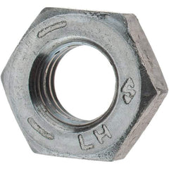 Value Collection - 1/4-28 UNF Steel Left Hand Hex Jam Nut - 7/16" Across Flats, 0.1562" High, Zinc Clear Finish - Top Tool & Supply