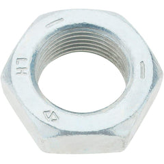 Made in USA - 1-14 UNF Steel Left Hand Hex Jam Nut - 1-1/2" Across Flats, 0.5469" High, Zinc Clear Finish - Top Tool & Supply