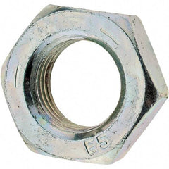 Value Collection - 9/16-18 UNF Steel Left Hand Hex Jam Nut - 7/8" Across Flats, 5/16" High, Zinc Clear Finish - Top Tool & Supply