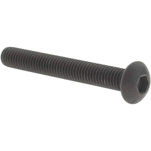 Value Collection - #10-32 UNF Hex Socket Drive, Button Screw - Alloy Steel, Black Oxide Finish, Fully Threaded, 1-1/2" Length Under Head - Top Tool & Supply