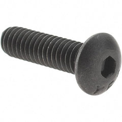 Value Collection - #8-32 UNC Hex Socket Drive, Button Screw - Alloy Steel, Black Oxide Finish, Fully Threaded, 5/8" Length Under Head - Top Tool & Supply