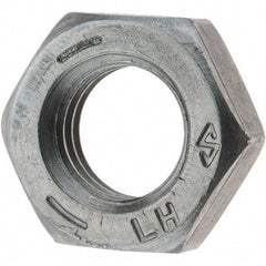 Value Collection - 5/16-24 UNF Steel Left Hand Hex Jam Nut - 1/2" Across Flats, 3/16" High, Zinc Clear Finish - Top Tool & Supply