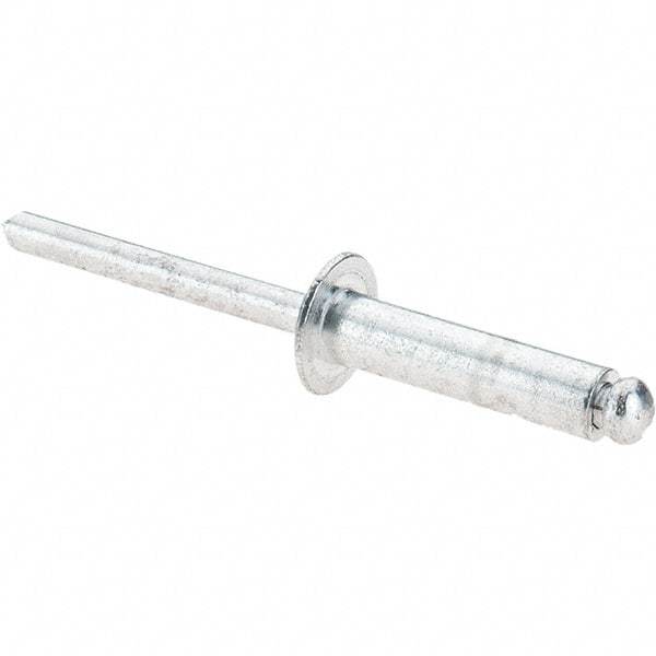 Value Collection - Size 812 Dome Head Aluminum Open End Blind Rivet - Aluminum Mandrel, 0.626" to 3/4" Grip, 1/2" Head Diam, 0.257" to 0.261" Hole Diam, 1" Length Under Head, 1/4" Body Diam - Top Tool & Supply