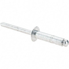 Value Collection - Size 812 Dome Head Aluminum Open End Blind Rivet - Aluminum Mandrel, 0.626" to 3/4" Grip, 1/2" Head Diam, 0.257" to 0.261" Hole Diam, 1" Length Under Head, 1/4" Body Diam - Top Tool & Supply