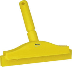 Vikan - 10" Rubber Blade Floor Squeegee - Double Edge, Yellow, Plastic Holder - Top Tool & Supply