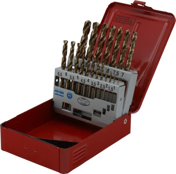 DORMER - 1 to 10mm, 135° Point, Bronze Finish, Cobalt Jobber Length Drill Bit Set - Top Tool & Supply