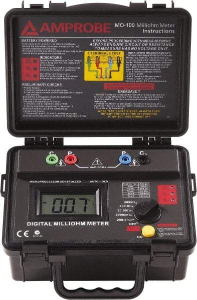 Amprobe - Digital LCD Display, 2,000 Megohm Electrical Insulation Resistance Tester & Megohmmeter - Powered by AA Battery - Top Tool & Supply