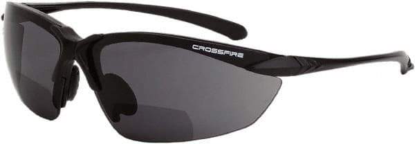 CrossFire - +1.5, Clear Lenses, Scratch Resistant, Framed Magnifying Safety Glasses - UV Protection, Gray Frame - Top Tool & Supply