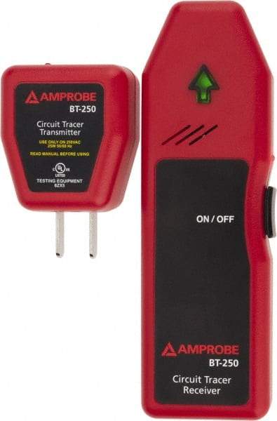 Amprobe - 110 to 110 VAC, Circuit Breaker Finder - 9 Volt, Includes Batteries, Connection Cable, Light Fixture Adapter, Receiver, Socket/Test Lead Adapter with Clips, Transmitter, User Manual - Top Tool & Supply