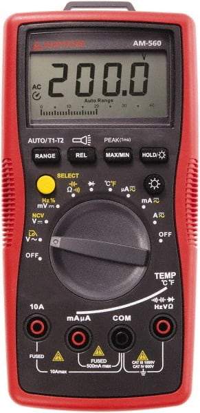 Amprobe - 4210333, CAT IV, CAT III, 1,000 VAC/VDC, Digital Average Responding Multimeter - 60 mOhm, Measures Voltage, Capacitance, Current, Frequency, Resistance, Temperature - Top Tool & Supply