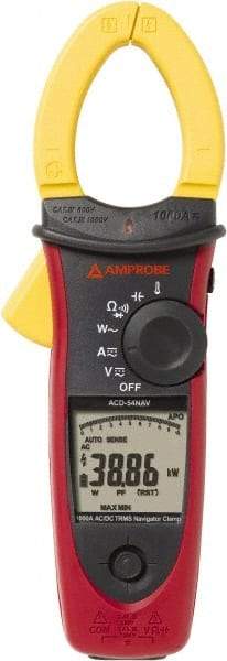 Amprobe - 3729989, CAT IV, CAT III, Digital True RMS Clamp Meter with 1.6535" Clamp On Jaws - 999.9 VAC/VDC, 999.9 AC/DC Amps, Measures Voltage, Capacitance, Current, Temperature - Top Tool & Supply