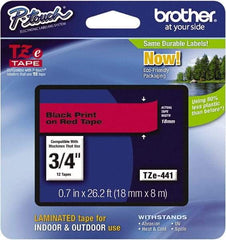 Brother - 3/4" Wide x 314.4" Long, Red Plastic/Paper Tape Cassette - For Label Maker - Top Tool & Supply