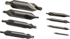 Chicago-Latrobe - 8 Piece, #1 to 8, 1/8 to 3/4" Body Diam, 3/64 to 5/16" Point Diam, Plain Edge, High Speed Steel Combo Drill & Countersink Set - 60° Incl Angle, 1/8 to 3-1/2" OAL, Double End, 217 Series Compatibility - Top Tool & Supply