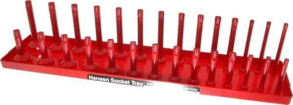 Made in USA - 28 Piece Capacity Deep & Shallow Inch Socket Tray - 1/2" Drive, Red - Top Tool & Supply