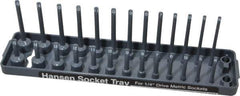 Made in USA - 28 Piece Capacity Deep & Shallow Metric Socket Tray - 1/4" Drive, Gray - Top Tool & Supply