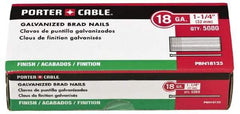 Porter-Cable - 18 Gauge 1-3/4" Long Brad Nails for Power Nailers - Grade 2 Steel, Galvanized Finish, Straight Stick Collation, Brad Head, Chisel Point - Top Tool & Supply