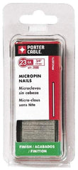 Porter-Cable - 23 Gauge 5/8" Long Pin Nails for Power Nailers - Grade 2 Steel, Galvanized Finish, Straight Stick Collation, Chisel Point - Top Tool & Supply