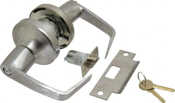 Yale - Light/Medium Duty Entrance Lever Lockset - 2-3/4" Back Set, Key in Lever Cylinder, Satin Chrome Finish - Top Tool & Supply