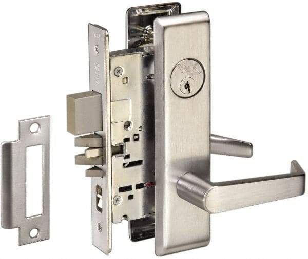 Yale - Extra Heavy Duty Privacy Lever Lockset - 2-3/4" Back Set, Satin Chrome Finish - Top Tool & Supply