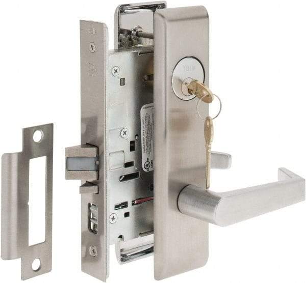 Yale - Extra Heavy Duty Entrance Lever Lockset - 2-3/4" Back Set, Standard Mortise Cylinder, Satin Chrome Finish - Top Tool & Supply