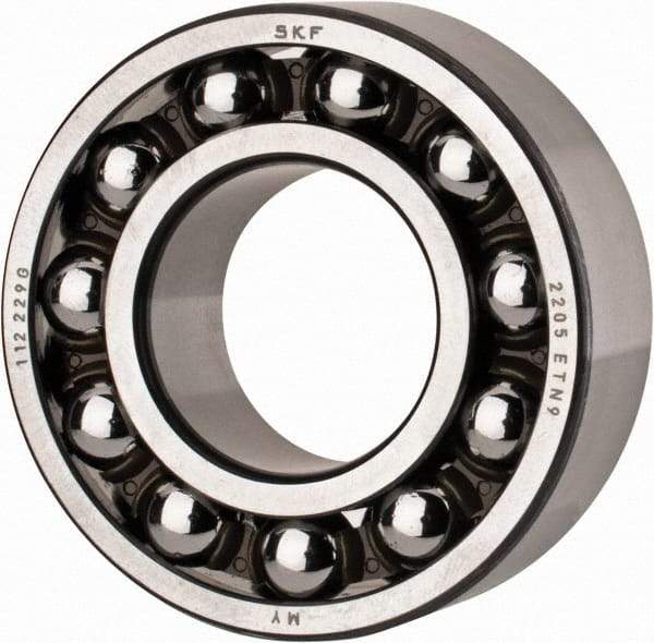 SKF - 25mm Bore Diam, 52mm OD, Open Self Aligning Radial Ball Bearing - 18mm Wide, 2 Rows, Round Bore, 989 Lb Static Capacity, 3,780 Lb Dynamic Capacity - Top Tool & Supply