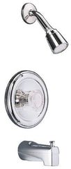 Moen - Concealed, One Handle, Chrome Coated, Steel, Valve, Shower Head and Tub Faucet - Knob Handle, Acrylic Handle - Top Tool & Supply