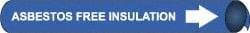 NMC - Pipe Marker with Asbestos Free Legend and Arrow Graphic - 4-5/8 to 5-7/8" Pipe Outside Diam, White on Blue - Top Tool & Supply