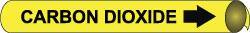 NMC - Pipe Marker with Carbon Dioxide Legend and Arrow Graphic - 1-1/8 to 2-3/8" Pipe Outside Diam, Black on Yellow - Top Tool & Supply