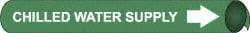 NMC - Pipe Marker with Chilled Water Supply Legend and Arrow Graphic - 10 to 10" Pipe Outside Diam, White on Green - Top Tool & Supply