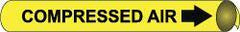 NMC - Pipe Marker with Compressed Air Legend and Arrow Graphic - 3-3/8 to 4-1/2" Pipe Outside Diam, Black on Yellow - Top Tool & Supply