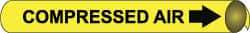 NMC - Pipe Marker with Compressed Air Legend and Arrow Graphic - 1-1/8 to 2-3/8" Pipe Outside Diam, Black on Yellow - Top Tool & Supply