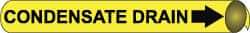 NMC - Pipe Marker with Condensate Drain Legend and Arrow Graphic - 4-5/8 to 5-7/8" Pipe Outside Diam, Black on Yellow - Top Tool & Supply