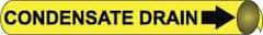 NMC - Pipe Marker with Condensate Drain Legend and Arrow Graphic - 1-1/8 to 2-3/8" Pipe Outside Diam, Black on Yellow - Top Tool & Supply