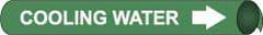 NMC - Pipe Marker with Cooling Water Legend and Arrow Graphic - 3-3/8 to 4-1/2" Pipe Outside Diam, White on Green - Top Tool & Supply