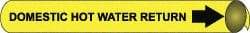 NMC - Pipe Marker with Domestic Hot Water Return Legend and Arrow Graphic - 4-5/8 to 5-7/8" Pipe Outside Diam, Black on Yellow - Top Tool & Supply