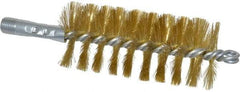 Schaefer Brush - 4-1/2" Brush Length, 2" Diam, Double Stem, Single Spiral Tube Brush - 8" Long, Brass, 1/4" NPSM Male Connection - Top Tool & Supply