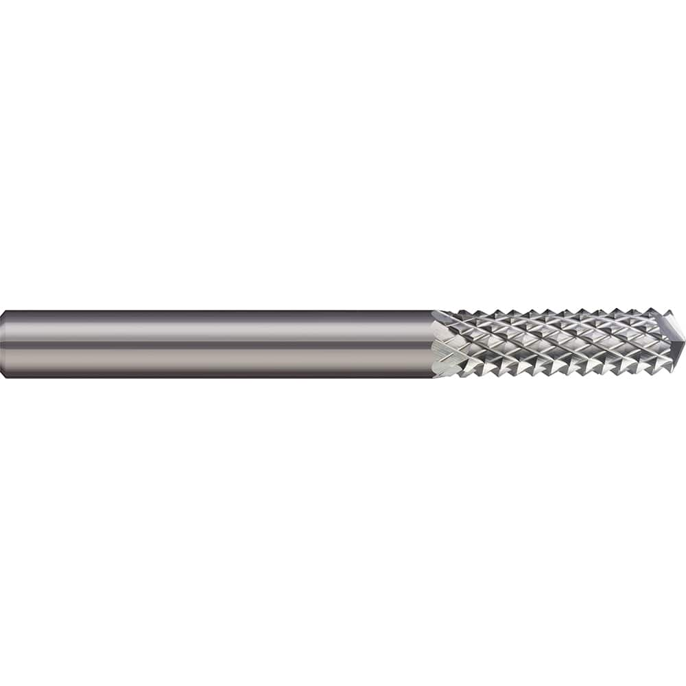 Micro 100 - 1/4" Diam, 3/4" LOC, 1/4" Shank Diam, 135° Drill Point Diamond-Pattern Router Bit - Exact Industrial Supply