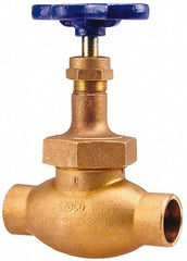 NIBCO - 1/8" Pipe, Soldered Ends, Bronze Integral Globe Valve - PTFE Disc, Union Bonnet, 300 psi WOG, 150 psi WSP, Class 150 - Top Tool & Supply