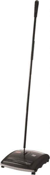 Rubbermaid - 7-1/2" Sweeping Width, Dual Brush Walk Behind Sweeper - Manual Push, Rubber Wheels, Nylon Bristles - Top Tool & Supply