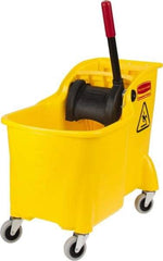 Rubbermaid - 31 Qt Plastic Bucket & Wringer - 22-5/8" Long x 32-1/4" High x 13-1/4" Wide, Yellow - Top Tool & Supply